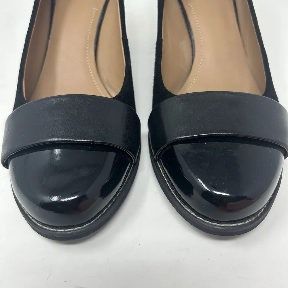 Clarks Tarah Brae Pumps Black Suede Patent Leather 9.5 Classic Business